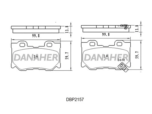 DBP2157 DANAHER Комплект тормозных колодок, дисковый тормоз (фото 1)
