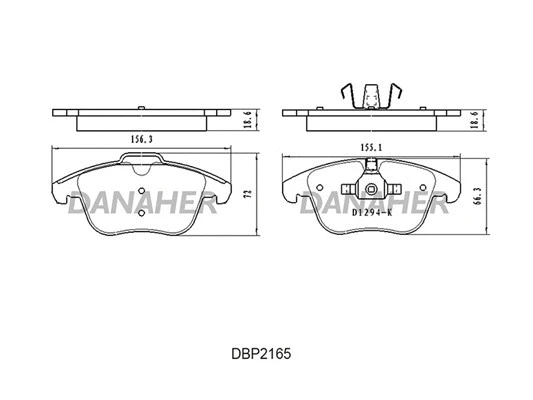 DBP2165 DANAHER Комплект тормозных колодок, дисковый тормоз (фото 1)