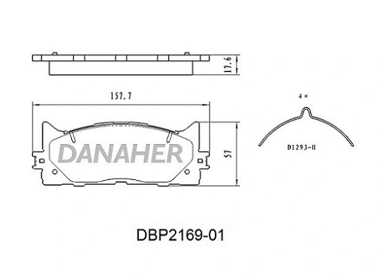 DBP2169-01 DANAHER Комплект тормозных колодок, дисковый тормоз (фото 1)