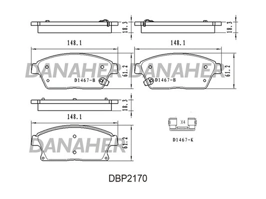 DBP2170 DANAHER Комплект тормозных колодок, дисковый тормоз (фото 1)