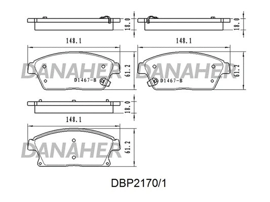 DBP2170/1 DANAHER Комплект тормозных колодок, дисковый тормоз (фото 1)
