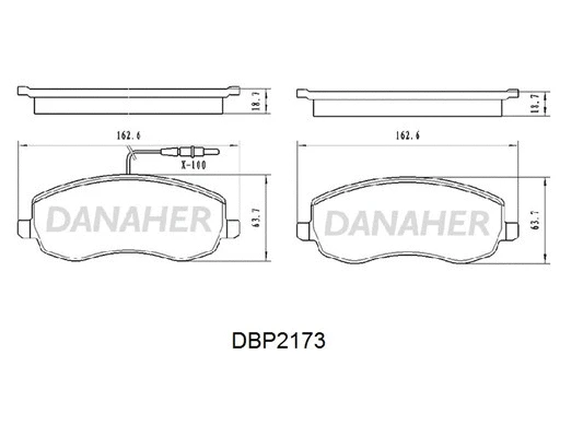 DBP2173 DANAHER Комплект тормозных колодок, дисковый тормоз (фото 1)
