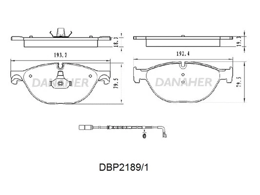DBP2189/1 DANAHER Комплект тормозных колодок, дисковый тормоз (фото 1)