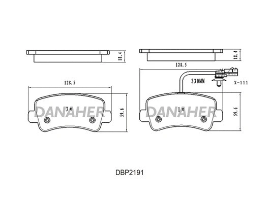 DBP2191 DANAHER Комплект тормозных колодок, дисковый тормоз (фото 1)