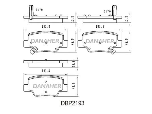 DBP2193 DANAHER Комплект тормозных колодок, дисковый тормоз (фото 1)