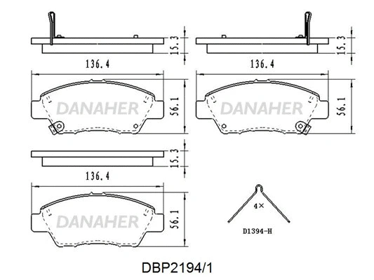 DBP2194/1 DANAHER Комплект тормозных колодок, дисковый тормоз (фото 1)