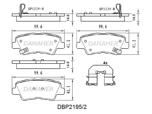 DBP2195/2 DANAHER Комплект тормозных колодок, дисковый тормоз (фото 1)