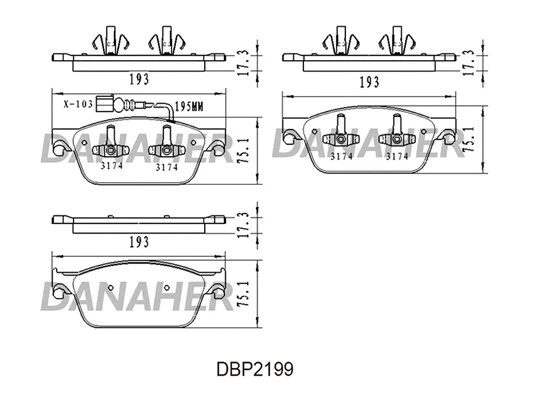 DBP2199 DANAHER Комплект тормозных колодок, дисковый тормоз (фото 1)