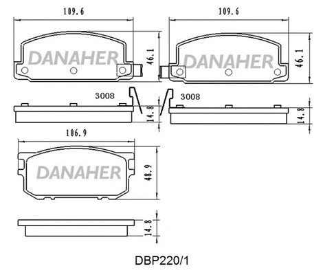 DBP220/1 DANAHER Комплект тормозных колодок, дисковый тормоз (фото 1)