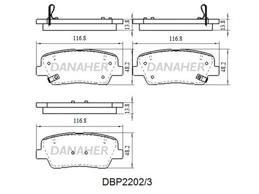 DBP2202/3 DANAHER Комплект тормозных колодок, дисковый тормоз (фото 1)