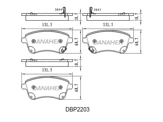 DBP2203 DANAHER Комплект тормозных колодок, дисковый тормоз (фото 1)