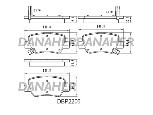 DBP2206 DANAHER Комплект тормозных колодок, дисковый тормоз (фото 1)