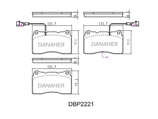 DBP2221 DANAHER Комплект тормозных колодок, дисковый тормоз (фото 1)