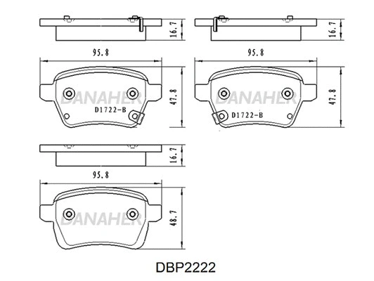 DBP2222 DANAHER Комплект тормозных колодок, дисковый тормоз (фото 1)