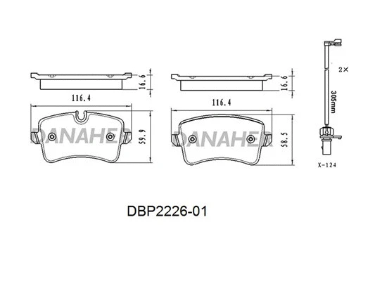 DBP2226-01 DANAHER Комплект тормозных колодок, дисковый тормоз (фото 1)