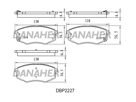 DBP2227 DANAHER Комплект тормозных колодок, дисковый тормоз (фото 1)