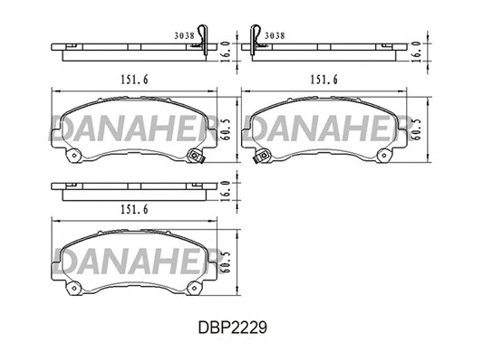 DBP2229 DANAHER Комплект тормозных колодок, дисковый тормоз (фото 1)