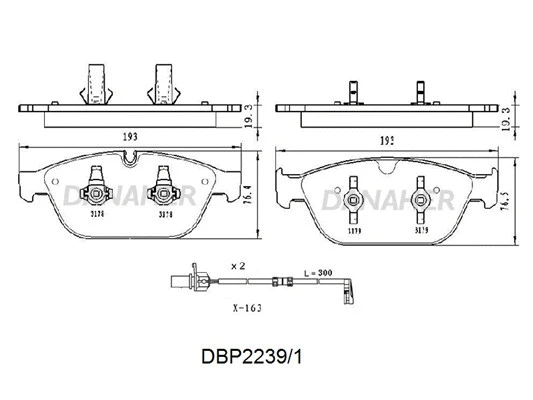 DBP2239/1 DANAHER Комплект тормозных колодок, дисковый тормоз (фото 1)