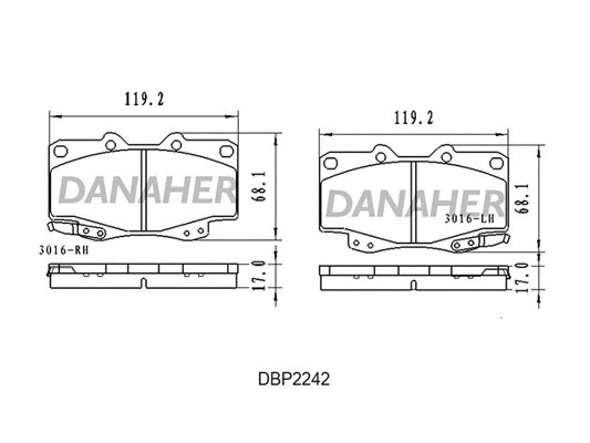 DBP2242 DANAHER Комплект тормозных колодок, дисковый тормоз (фото 1)