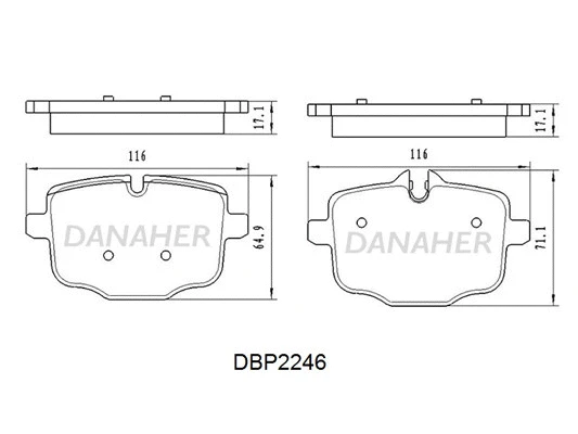 DBP2246 DANAHER Комплект тормозных колодок, дисковый тормоз (фото 1)