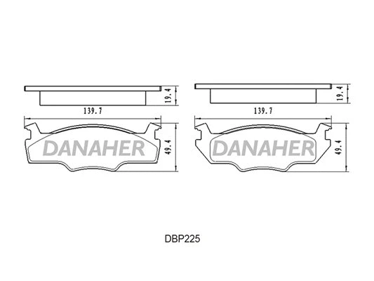 DBP225 DANAHER Комплект тормозных колодок, дисковый тормоз (фото 1)