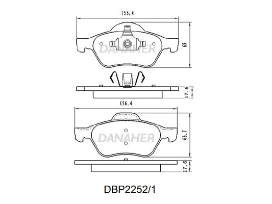 DBP2252/1 DANAHER Комплект тормозных колодок, дисковый тормоз (фото 1)