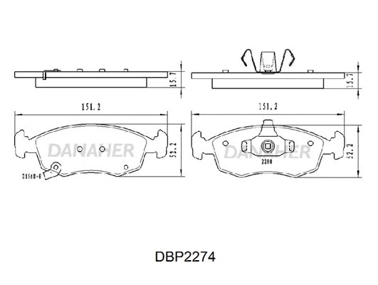 DBP2274 DANAHER Комплект тормозных колодок, дисковый тормоз (фото 1)