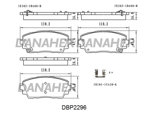 DBP2296 DANAHER Комплект тормозных колодок, дисковый тормоз (фото 1)