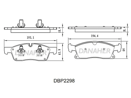 DBP2298 DANAHER Комплект тормозных колодок, дисковый тормоз (фото 1)