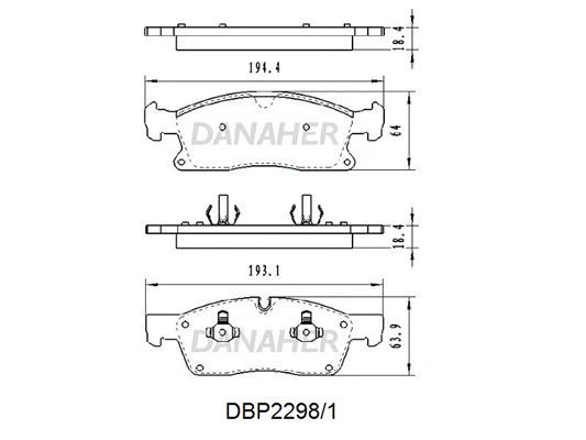 DBP2298/1 DANAHER Комплект тормозных колодок, дисковый тормоз (фото 1)