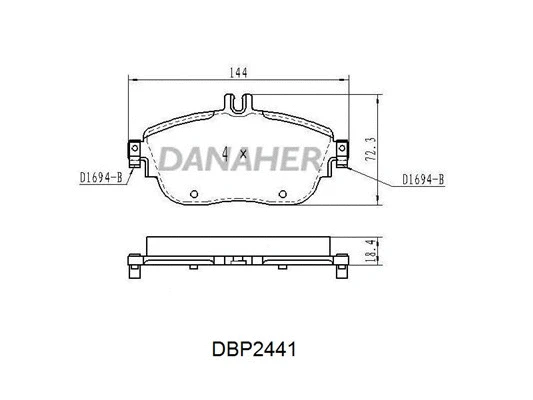DBP2441 DANAHER Комплект тормозных колодок, дисковый тормоз (фото 1)