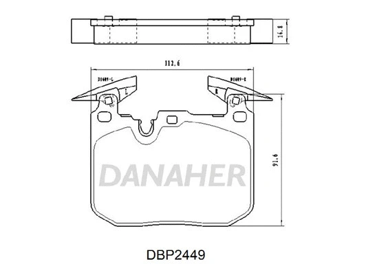 DBP2449 DANAHER Комплект тормозных колодок, дисковый тормоз (фото 1)