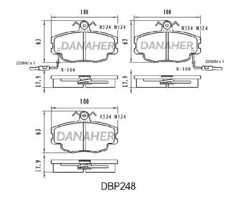DBP248 DANAHER Комплект тормозных колодок, дисковый тормоз (фото 1)