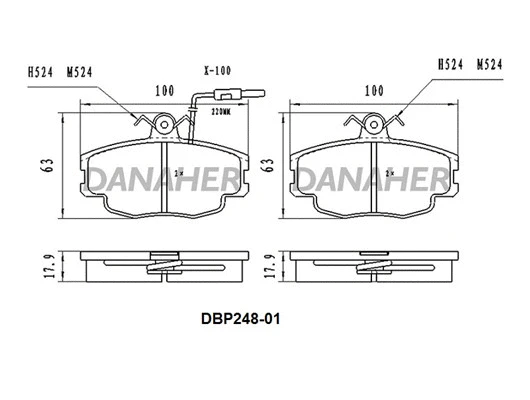 DBP248-01 DANAHER Комплект тормозных колодок, дисковый тормоз (фото 1)