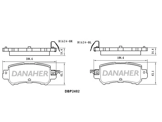 DBP2482 DANAHER Комплект тормозных колодок, дисковый тормоз (фото 1)