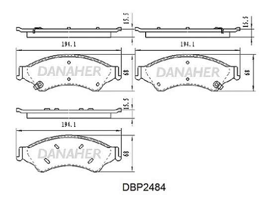 DBP2484 DANAHER Комплект тормозных колодок, дисковый тормоз (фото 1)