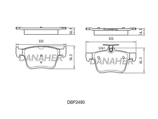 DBP2490 DANAHER Комплект тормозных колодок, дисковый тормоз (фото 1)