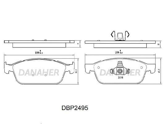 DBP2495 DANAHER Комплект тормозных колодок, дисковый тормоз (фото 1)