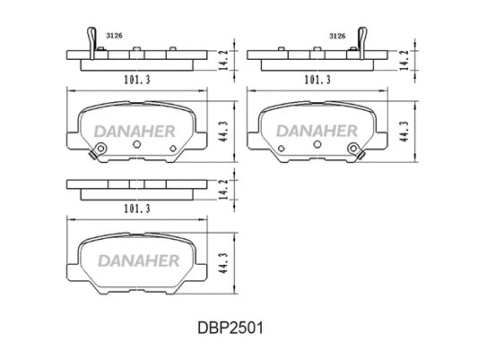 DBP2501 DANAHER Комплект тормозных колодок, дисковый тормоз (фото 1)