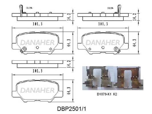 DBP2501/1 DANAHER Комплект тормозных колодок, дисковый тормоз (фото 1)