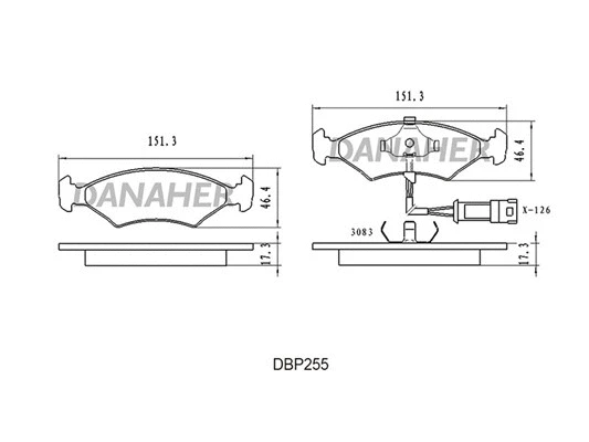 DBP255 DANAHER Комплект тормозных колодок, дисковый тормоз (фото 1)