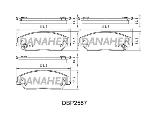 DBP2587 DANAHER Комплект тормозных колодок, дисковый тормоз (фото 1)