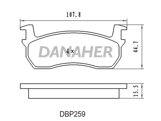 DBP259 DANAHER Комплект тормозных колодок, дисковый тормоз (фото 1)