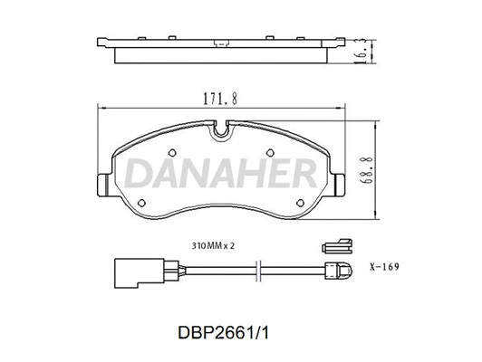 DBP2661/1 DANAHER Комплект тормозных колодок, дисковый тормоз (фото 1)