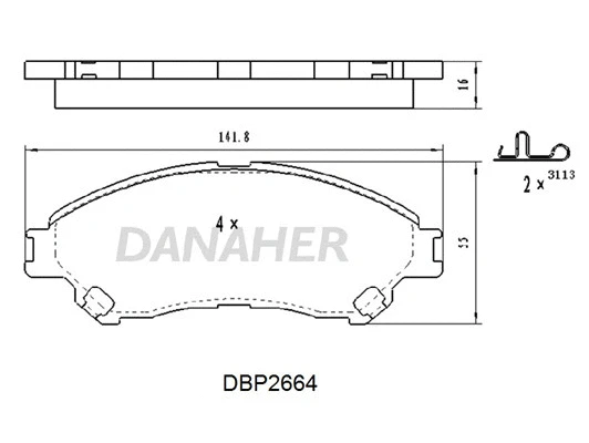 DBP2664 DANAHER Комплект тормозных колодок, дисковый тормоз (фото 1)