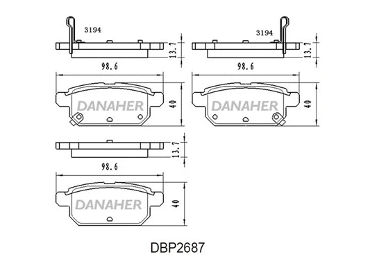 DBP2687 DANAHER Комплект тормозных колодок, дисковый тормоз (фото 1)