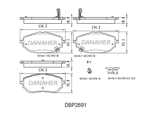 DBP2691 DANAHER Комплект тормозных колодок, дисковый тормоз (фото 1)