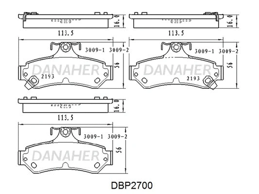 DBP2700 DANAHER Комплект тормозных колодок, дисковый тормоз (фото 1)