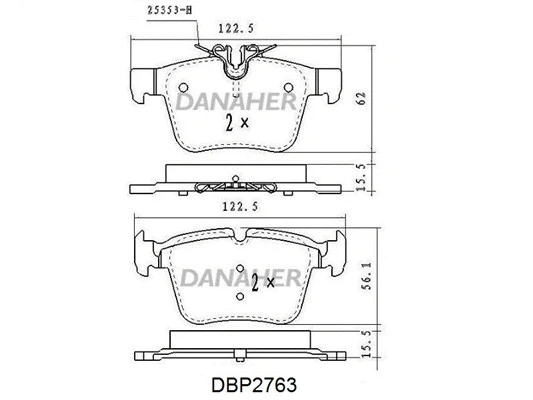 DBP2763 DANAHER Комплект тормозных колодок, дисковый тормоз (фото 1)