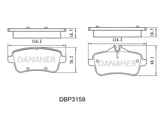 DBP3159 DANAHER Комплект тормозных колодок, дисковый тормоз (фото 1)
